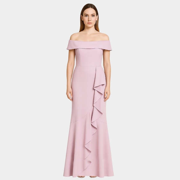 Betsy & Adam Size L, Strapless Light Pink Ruffle Gown - Picture 1 of 2